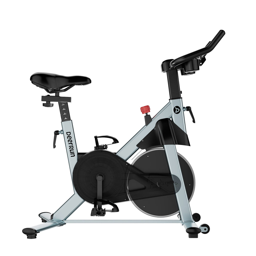 DeerRun S500 Pro King Size Indoor Exercise Bike for Tall Riders 32 Magnetic Adjustable Resistance, LED Screen, Silver