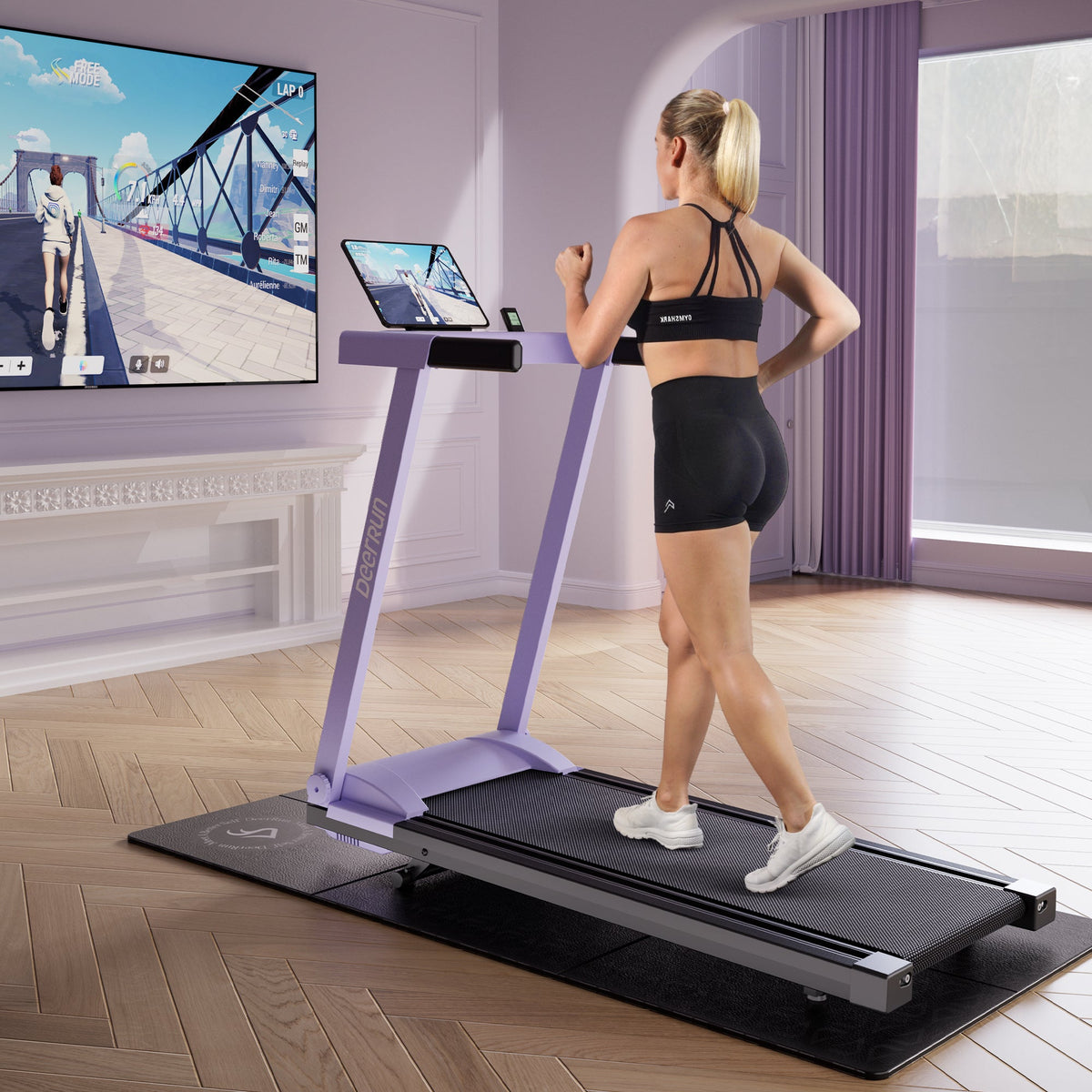 DeerRun All-New 2026 A1 Pro Move+  6% Incline Foldable Treadmill¡ª¡ªUpgraded Chip & NFC Support | 350 lbs, 10 mph Dreamy Violet