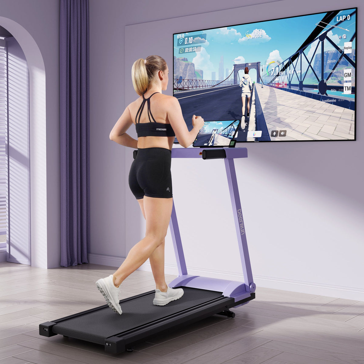 DeerRun All-New 2026 A1 Pro Move+  6% Incline Foldable Treadmill¡ª¡ªUpgraded Chip & NFC Support | 350 lbs, 10 mph Dreamy Violet