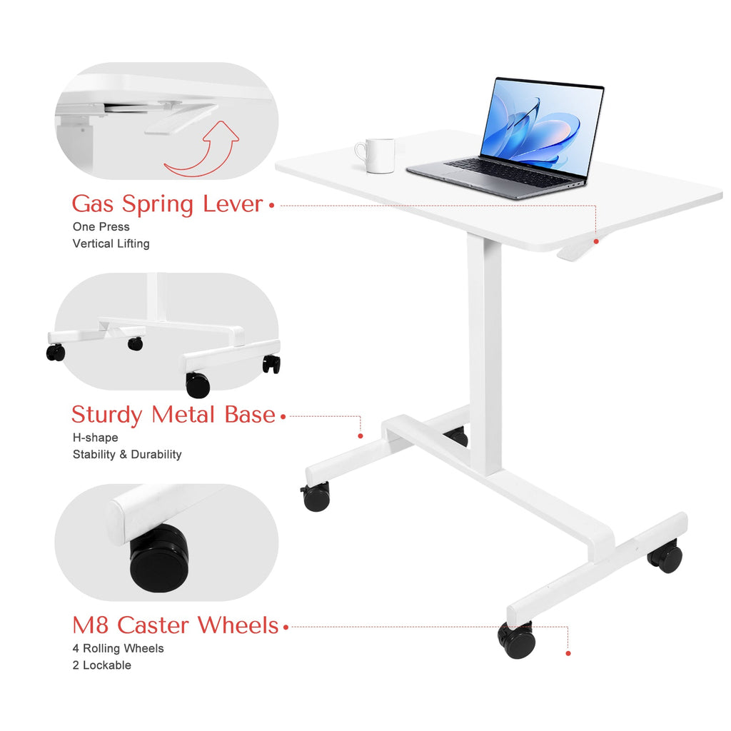 DeerRun? Adjustable Standing Desk - 31.5''L *18.9''W Large Rolling Laptop Desk for Treadmills