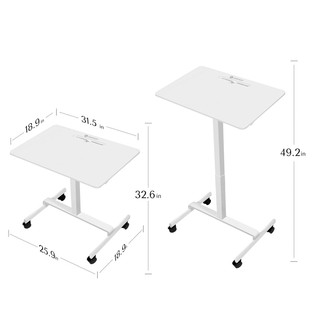 DeerRun? Adjustable Standing Desk - 31.5''L *18.9''W Large Rolling Laptop Desk for Treadmills