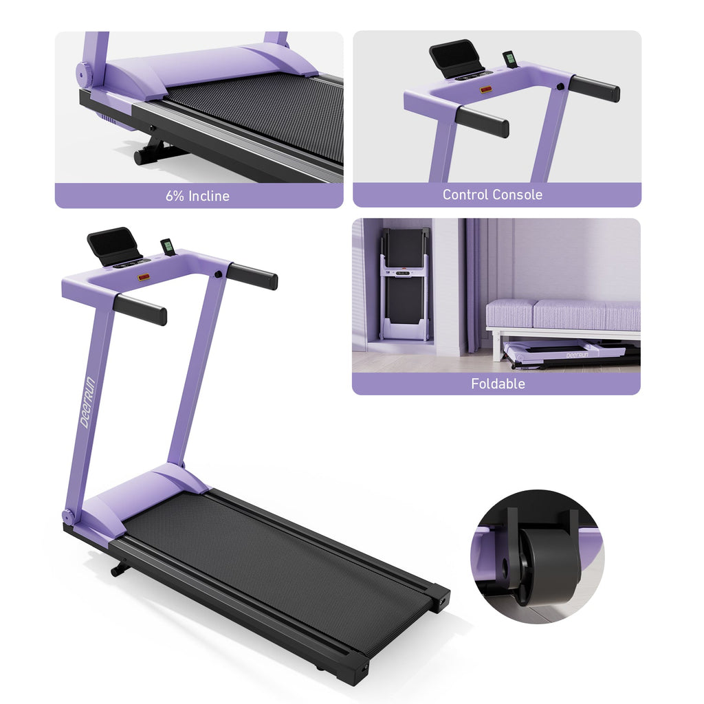 DeerRun All-New 2026 A1 Pro Move+  6% Incline Foldable Treadmill¡ª¡ªUpgraded Chip & NFC Support | 350 lbs, 10 mph Dreamy Violet