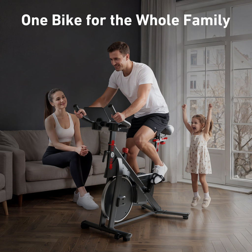 DeerRun S500 Pro King Size Indoor Exercise Bike for Tall Riders 32 Magnetic Adjustable Resistance, LED Screen